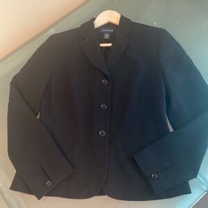Ann Taylor Blazer Ann Taylor Black Crepe Notched Three Button Blazer Size 4